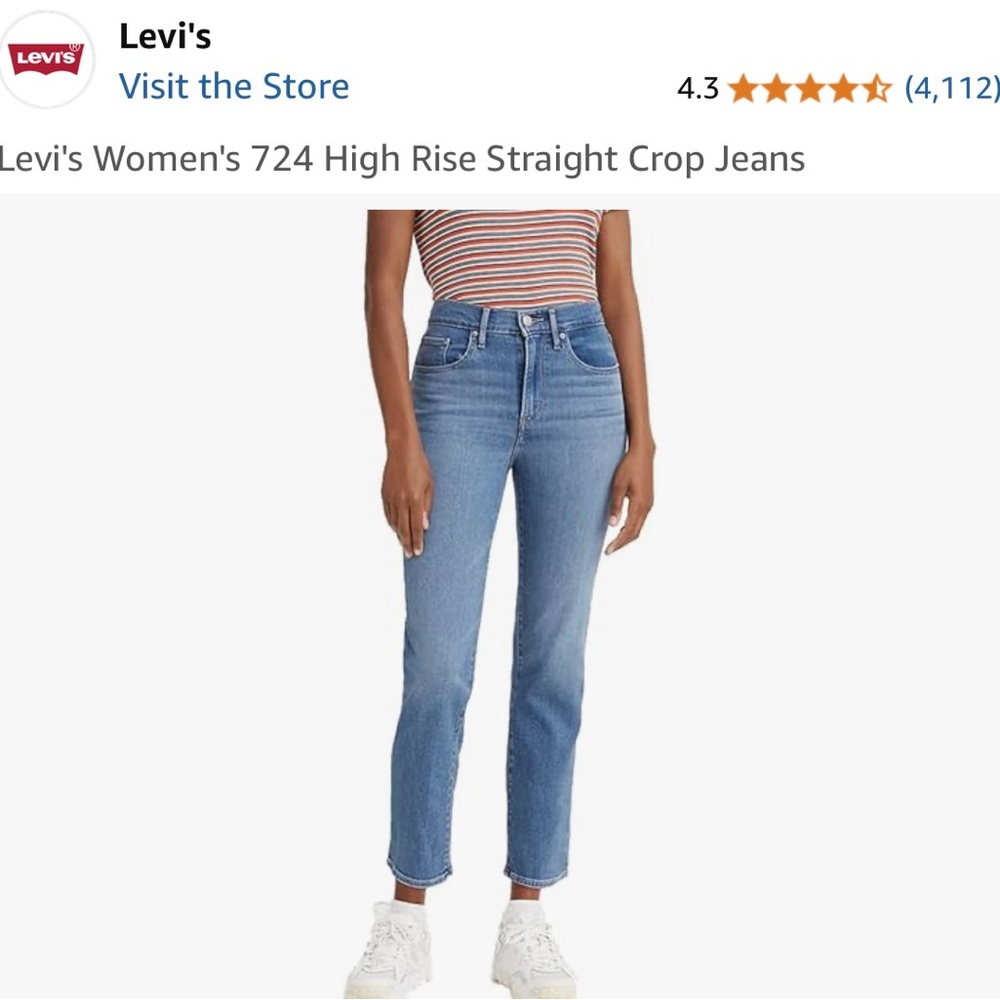 Levi's Women's Blue High Rise Straight Crop Jeans